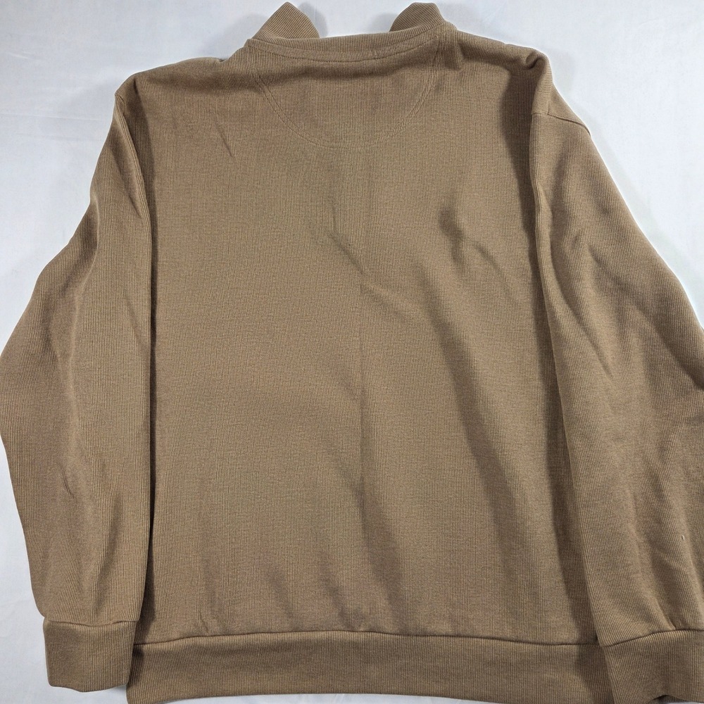 US Polo Assn Mens XL Quarter Zip Pullover Tan Brown Ribbed Cotton Blend Sweater - Picture 4 of 7